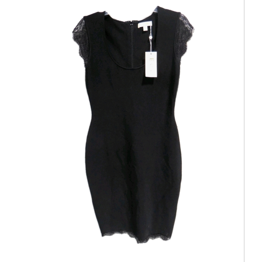 ERIN by Erin Fetherston Black Lace Cap Sleeve Mini Dress